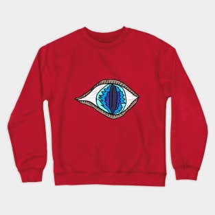 Blue Eye design, An eye drawing with a flaming pupil. A cool, cute eye design. Crewneck Sweatshirt